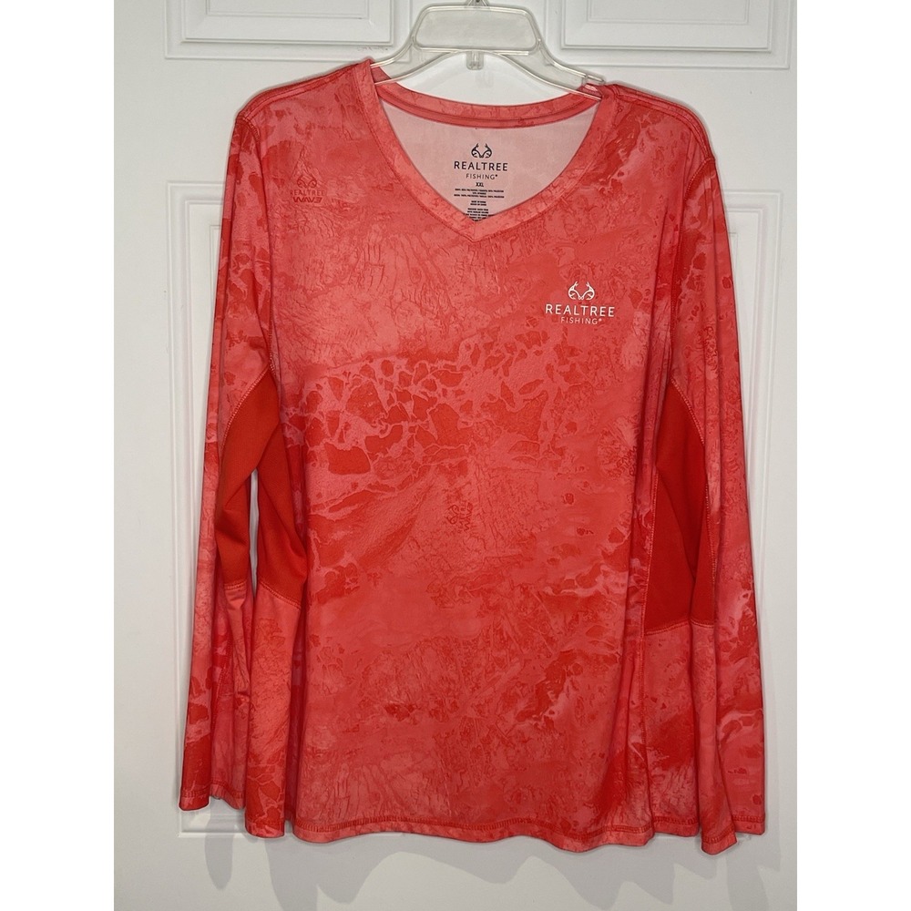 Realtree Women's 2XL Wav3 Long Sleeve Performance Fishing Tee Shirt Coral Pink